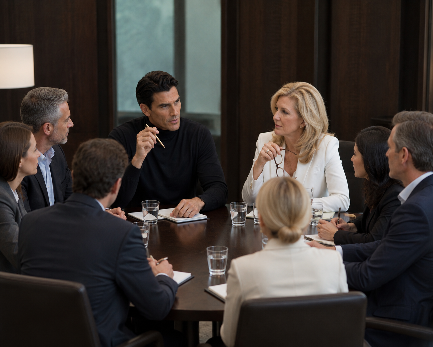 Leaders in a roundtable discussion 