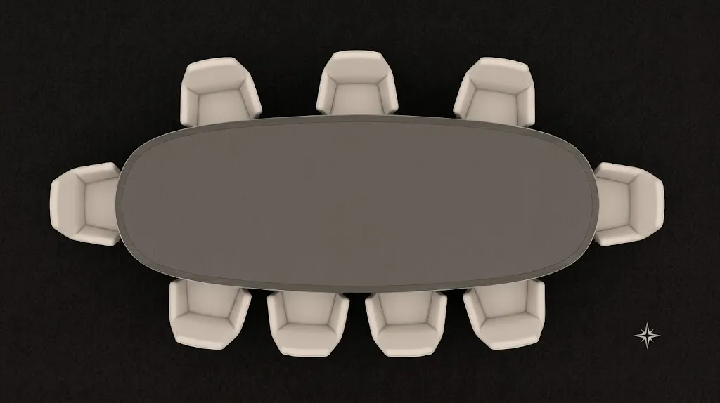 3D oval conference table rendering