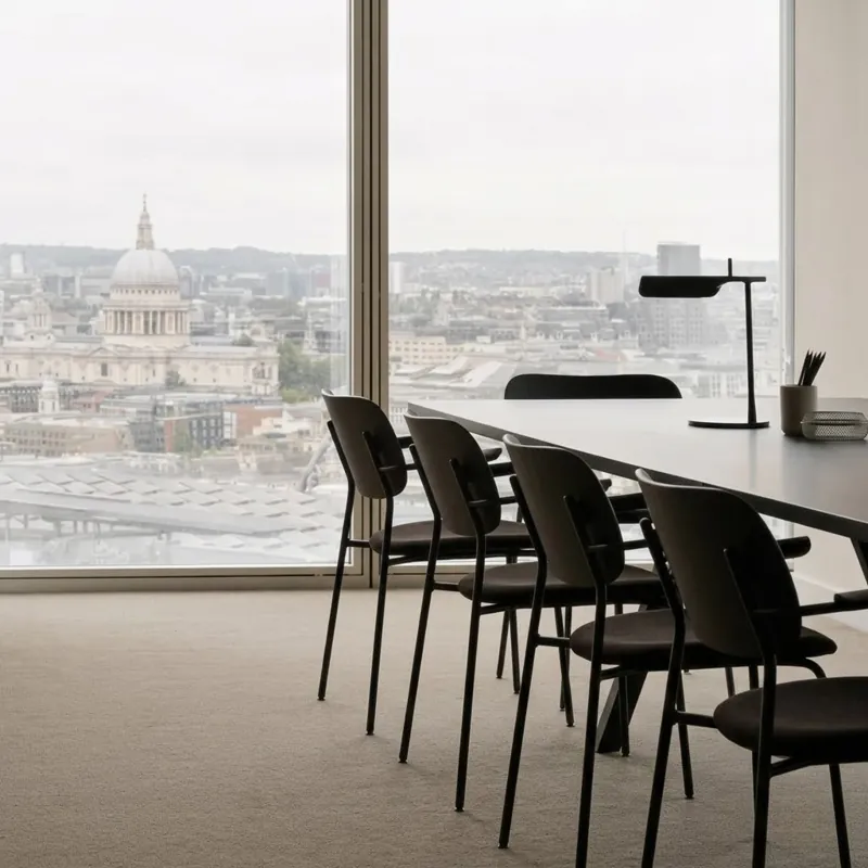 Modern corporate boardroom table and chairs